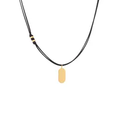 گردنبند طلا چرم با پلیت | فروشگاه طلا و جواهر درگونه