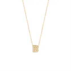 گردنبند طلا حرف B نگین دار | فروشگاه طلا و جواهر درگونه