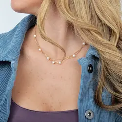 گردنبند طلا زنجیر و مروارید | فروشگاه طلا و جواهر درگونه