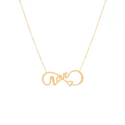 گردنبند طلا قلب و لاو بی نهایت | فروشگاه طلا و جواهر درگونه