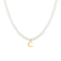 گردنبند طلا ماه و مروارید گرد | فروشگاه طلا و جواهر درگونه