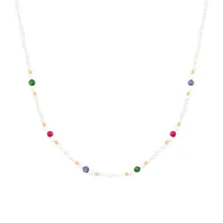 گردنبند طلا مروارید باروک و جید رنگی | فروشگاه طلا و جواهر درگونه