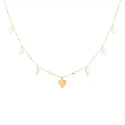 گردنبند طلا مروارید و آویز قلب | فروشگاه طلا و جواهر درگونه