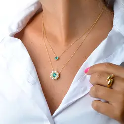 گردنبند طلا مروارید و بلوتوپاز | فروشگاه طلا و جواهر درگونه