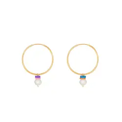 گوشواره طلا حلقه‌ای بزرگ مروارید | فروشگاه طلا و جواهر درگونه