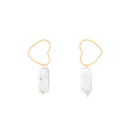 گوشواره طلا قلب و مروارید باروک | فروشگاه طلا و جواهر درگونه