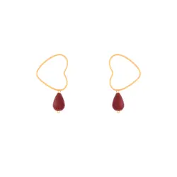 گوشواره طلا قلب و سنگ | فروشگاه طلا و جواهر درگونه