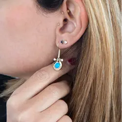 گوشواره طلا هرا آبی | فروشگاه طلا و جواهر درگونه