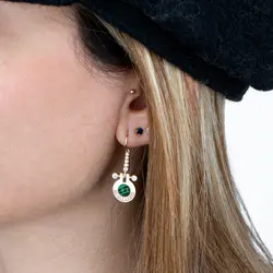 گوشواره طلا هرا سبز | فروشگاه طلا و جواهر درگونه