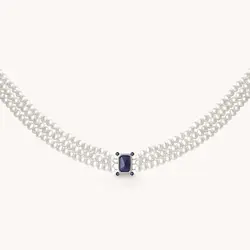 چوکر مروارید و یاقوت کبود | فروشگاه طلا و جواهر درگونه