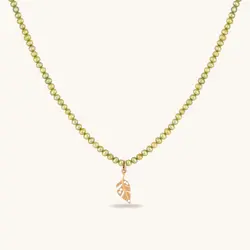 گردنبند طلا برگ مرواریدی سبز | فروشگاه طلا و جواهر درگونه