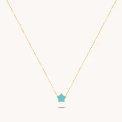 گردنبند طلا ستاره آبی فیروزه ای | فروشگاه طلا و جواهر درگونه