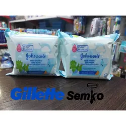 دستمال مرطوب کودک جانسون Johnson’s مدل Pure Protect (آبی) بسته 25 عددی