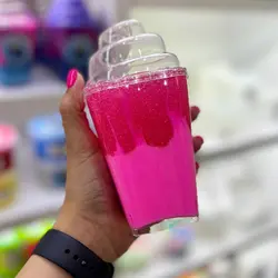 اسلایم شیک ترکیبی خامه ای و شفاف صورتی