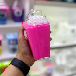 اسلایم شیک خامه ای دونه برفی صورتی