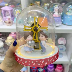 تراریوم شیشه ای چراغدار بادگیر زرد