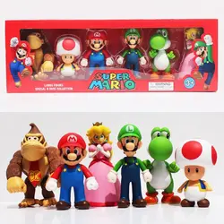 ست 6 تایی فیگور شخصیت های بازی سوپر ماریو قارچ خور سایز بزرگ SUPER MARIO Large FIGURE SPECIAL 6 PACK COLLECTION
