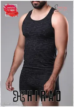 ست شورت و زیر پوش رکابی پادار مردانه هیراد13038کتان 95%