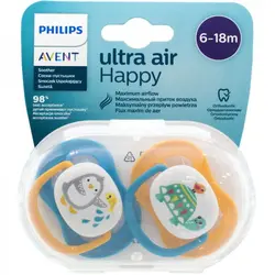 پستانک اونت اولترا ایر تکی 6-18ماه avent ultra air طرح لاک پشت و پنگوئن