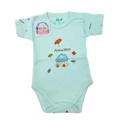 زیردکمه استین کوتاه جونیورز سایز نوزاد زودرس دوصفر طرح شیر و سگ بادی استین کوتاه