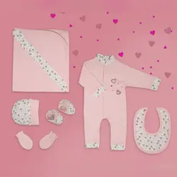 ست بیمارستانی نوزاد طرح قلب صورتی ۷تیکه برند مادرکر mothercare