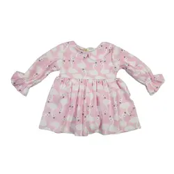 پیراهن دخترانه نوزادی طرح قو مناسب ۶ماه تا ۳ سال