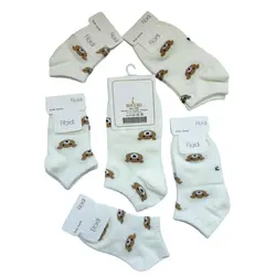 جوراب مادر و فرزندی نوزادی تا ۴سال نخی خرس سفید