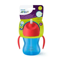 لیوان نی دار مدرن دسته دار اونت 200ml avent آبی