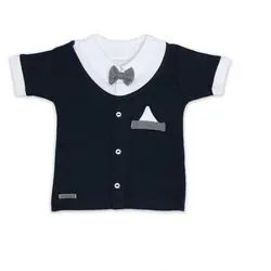 آستین کوتاه کوکالو طرح سرمه ای پاپیون سایز نوزادی تا 3سال