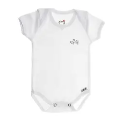 زیردکمه دار آستین کوتاه آدمک طرح خورشید سفید سایز نوزادی تا 3 سال