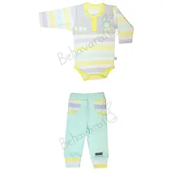 زیردکمه آستین بلند و شلوار به آوران طرح فیل سایز ۶ماه تا ۳ سال