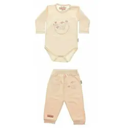 زیردکمه آستین بلند و شلوار جونیورز طرح خرس گلدار سایز نوزادی تا ۳سال