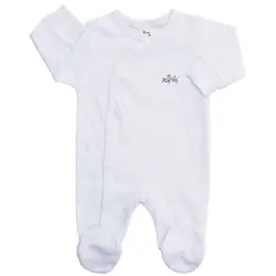 سرهمی جوراب دار آدمک طرح خورشید سفید سایز نوزادی تا 6 ماه