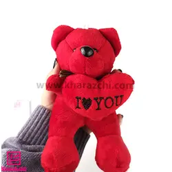 عروسک خرس کد 2 قلب دار قرمز 17*10*7