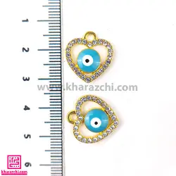خرج کار فلزی نگینی کد 1 قلب چشم نظر طلایی