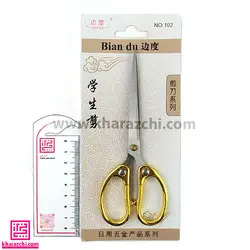 قیچی فانتزی تیغه بلند کد 1 دسته طلایی