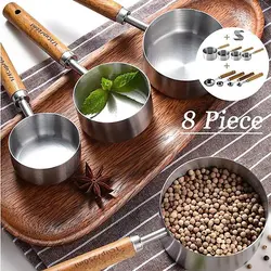 پیمانه دسته چوبی نقره ای