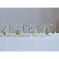 لیوان پیرکس دسته دار کاکتوس