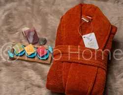حوله تن پوش بلو طرح ماکرو رنگ نارنجی - deniztowel