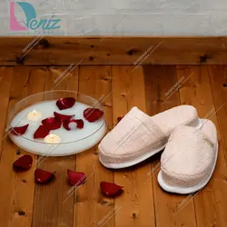 دمپایی حوله ای طرح کرالیچ رنگ کرم - deniztowel