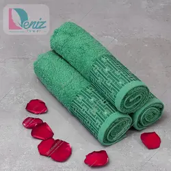 حوله دستی طرح مجیک بسته سه عددی رنگ سبز بنتون - deniztowel