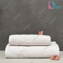 حوله ست هتلی حمومی دستی طرح ورساچه رنگ سفید - deniztowel