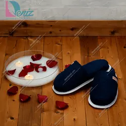 دمپایی حوله ای طرح کرالیچ رنگ سرمه ای - deniztowel