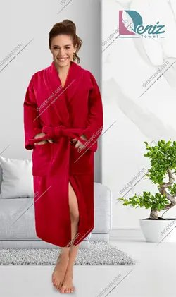 حوله تن پوش با طرح ساده رنگ زرشکی - deniztowel