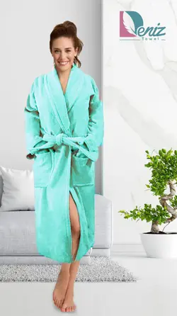 حوله تن پوش با طرح ساده رنگ فیروزه ای - deniztowel
