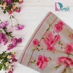 حوله دستی طرح سارا رنگ صورتی - deniztowel