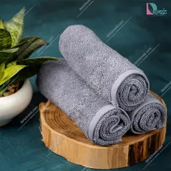 حوله دستی بسته سه عددی ساده رنگ طوسی روشن - deniztowel