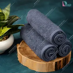 حوله دستی بسته سه عددی ساده رنگ طوسی تیره - deniztowel