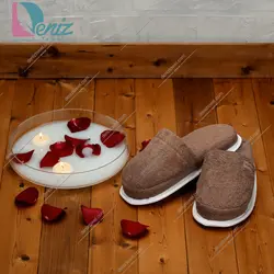 دمپایی حوله ای طرح کرالیچ رنگ شکلاتی - deniztowel
