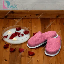دمپایی حوله ای طرح کرالیچ رنگ کالباسی - deniztowel